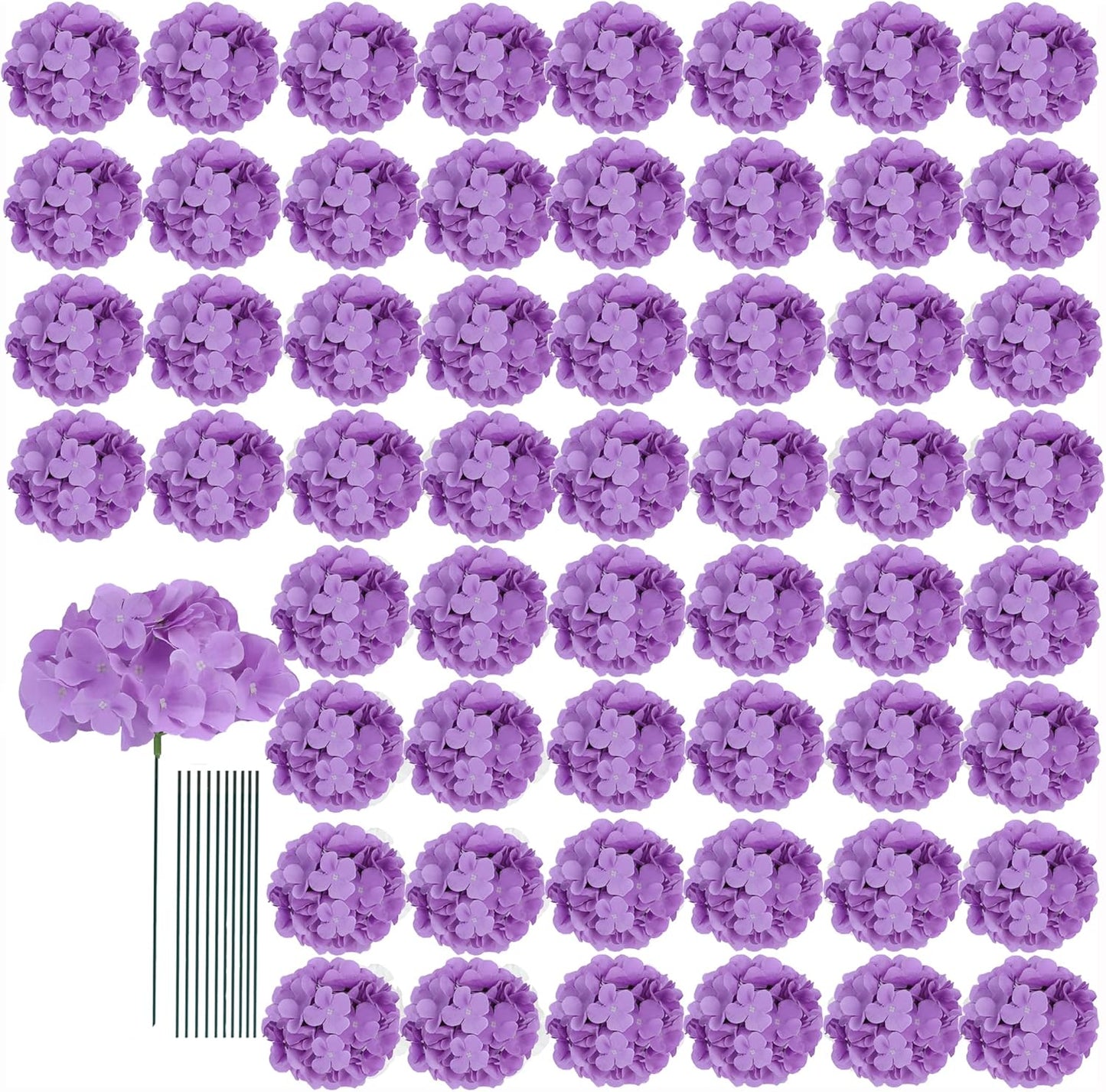 65pcs White Hydrangea Artificial Flowers Bulk (Not Squished, No Steaming Need) Ivory Faux Hydrangeas Bouquet Silk Flowers with Stems for Wedding,Party,Centerpieces,Home,Baby Shower Decor