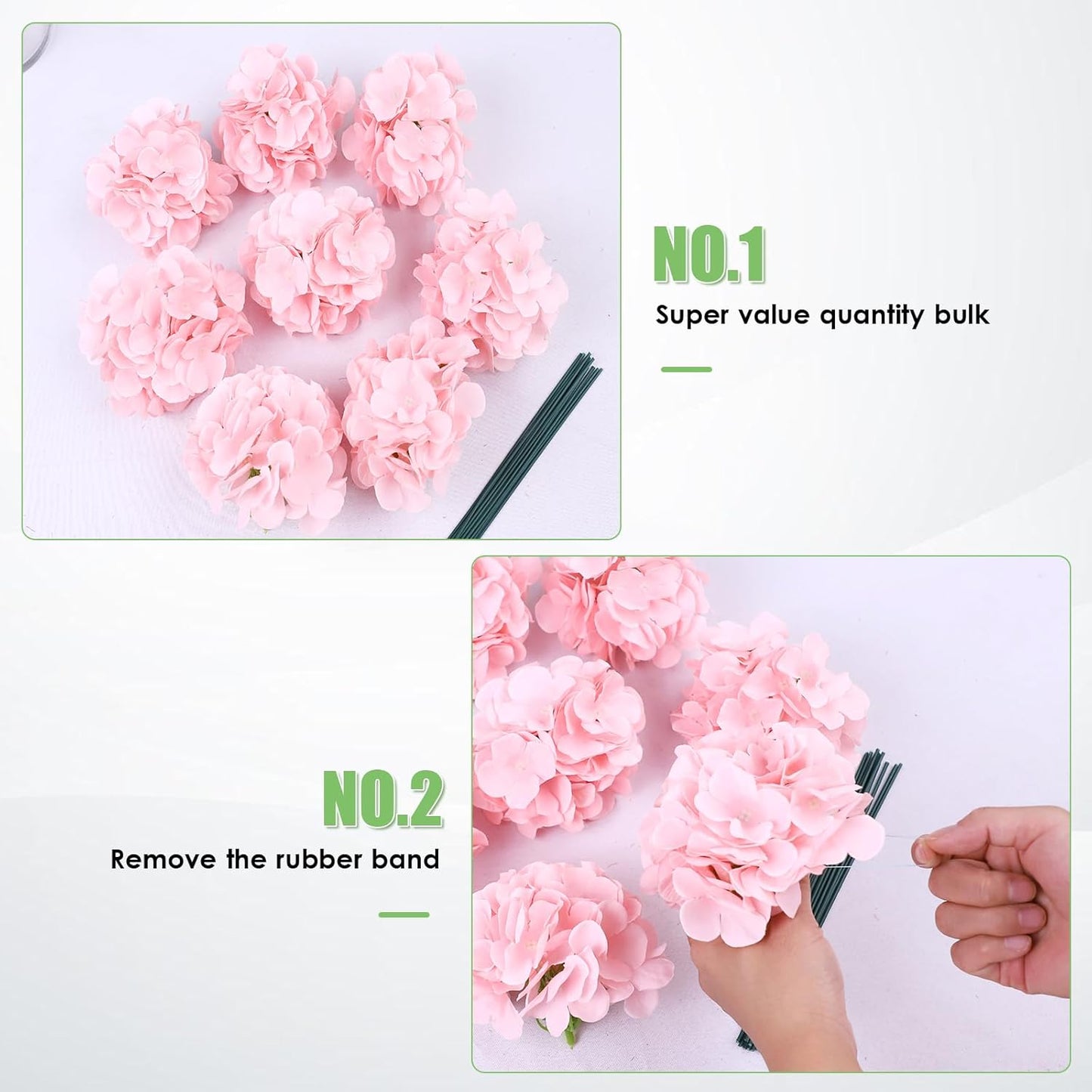 65pcs White Hydrangea Artificial Flowers Bulk (Not Squished, No Steaming Need) Ivory Faux Hydrangeas Bouquet Silk Flowers with Stems for Wedding,Party,Centerpieces,Home,Baby Shower Decor