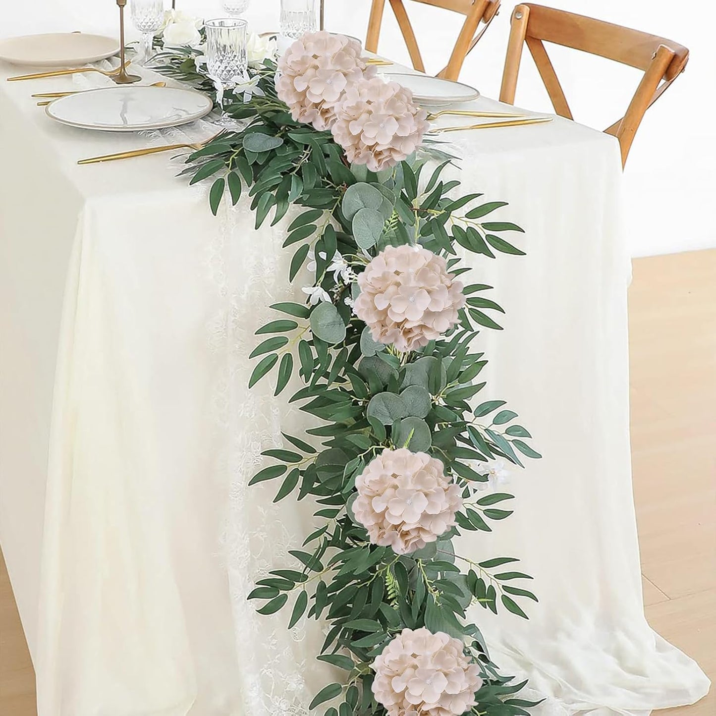 65pcs White Hydrangea Artificial Flowers Bulk (Not Squished, No Steaming Need) Ivory Faux Hydrangeas Bouquet Silk Flowers with Stems for Wedding,Party,Centerpieces,Home,Baby Shower Decor