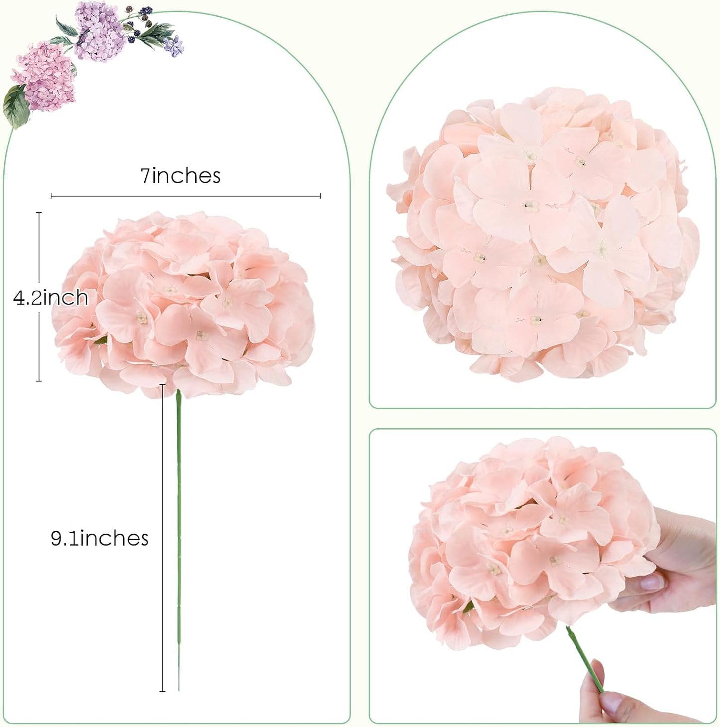 65pcs White Hydrangea Artificial Flowers Bulk (Not Squished, No Steaming Need) Ivory Faux Hydrangeas Bouquet Silk Flowers with Stems for Wedding,Party,Centerpieces,Home,Baby Shower Decor