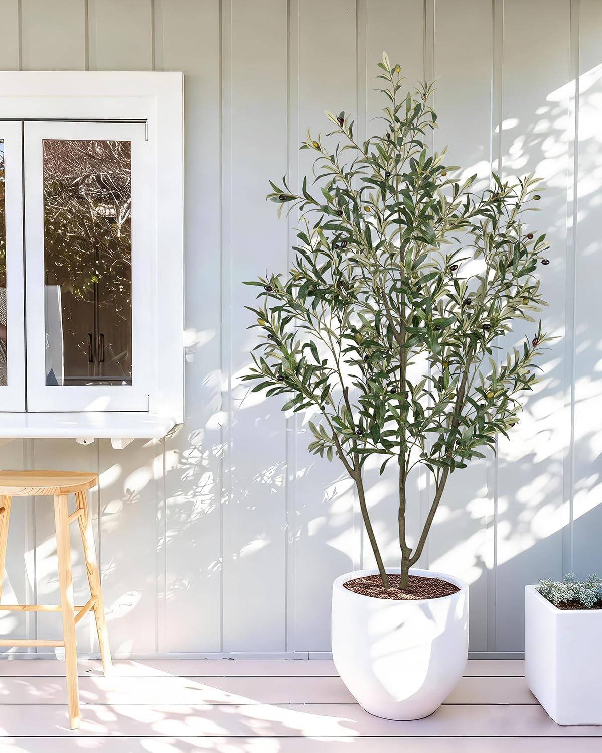 Artificial Olive Tree 6FT Faux Indoor with Planter&Cotton Basket
