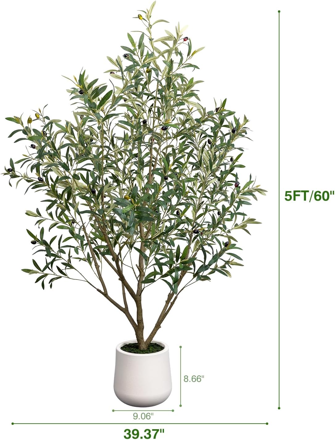 Artificial Olive Tree 6FT Faux Indoor with Planter&Cotton Basket
