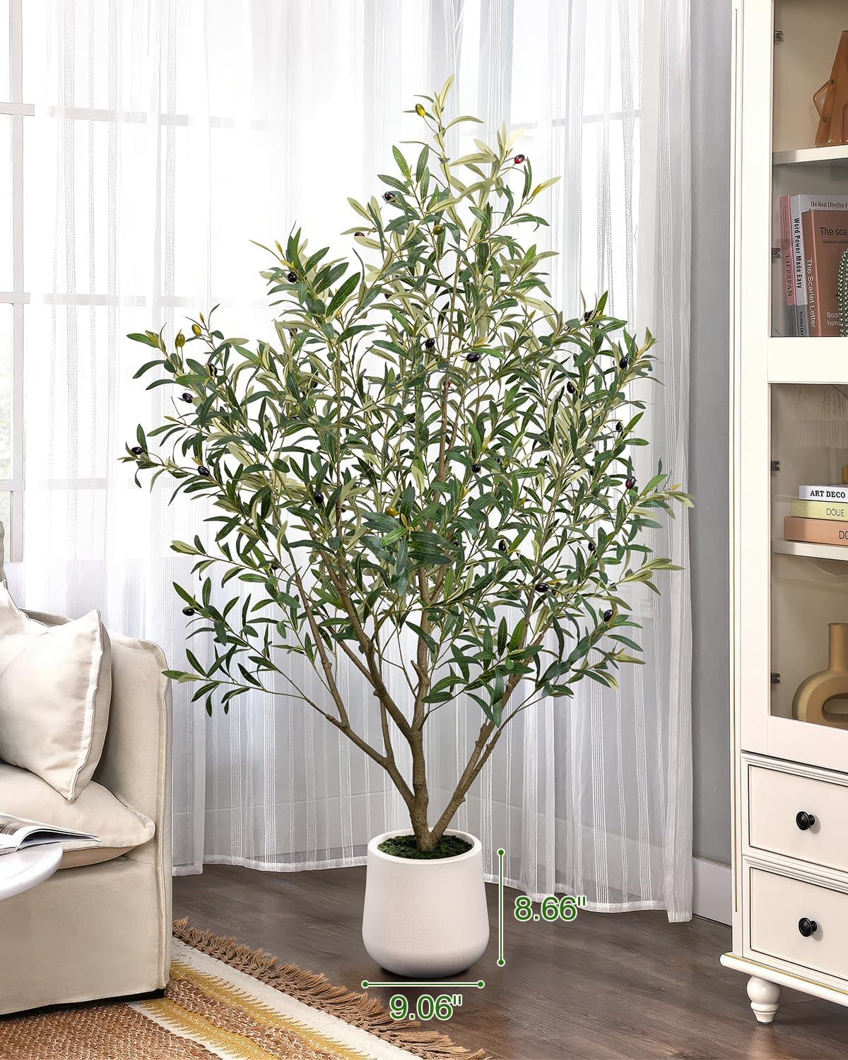 Artificial Olive Tree 6FT Faux Indoor with Planter&Cotton Basket