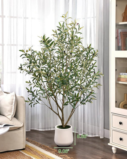 Artificial Olive Tree 6FT Faux Indoor with Planter&Cotton Basket