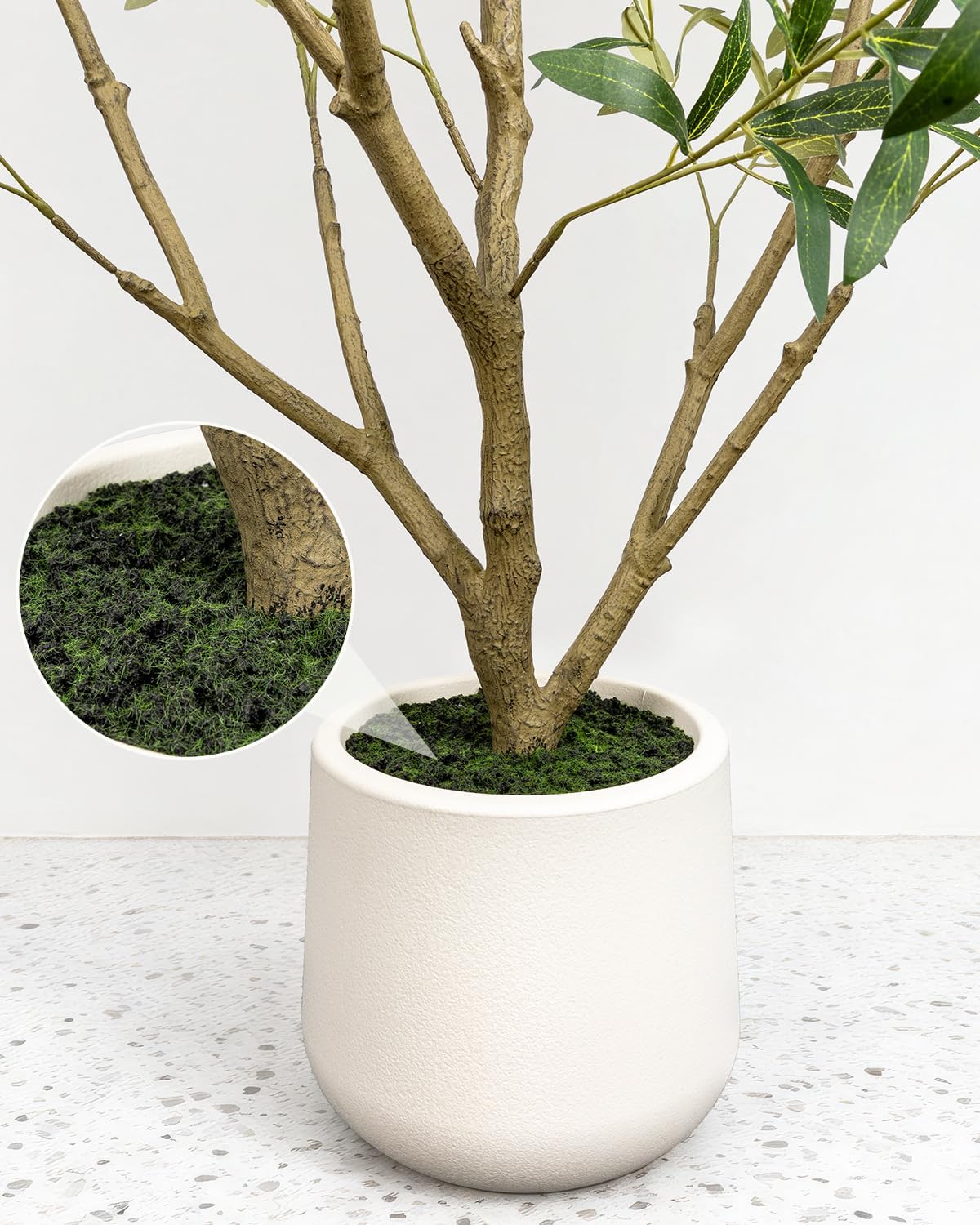 Artificial Olive Tree 6FT Faux Indoor with Planter&Cotton Basket