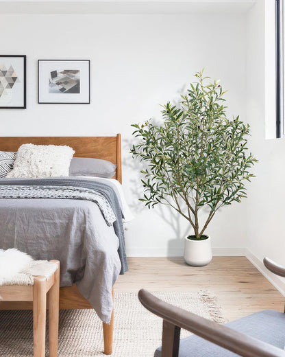 Artificial Olive Tree 6FT Faux Indoor with Planter&Cotton Basket