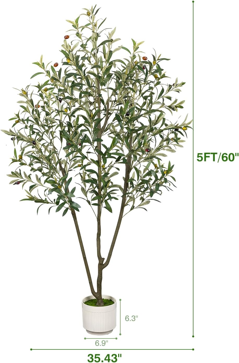 Artificial Olive Tree 6FT Faux Indoor with Planter&Cotton Basket