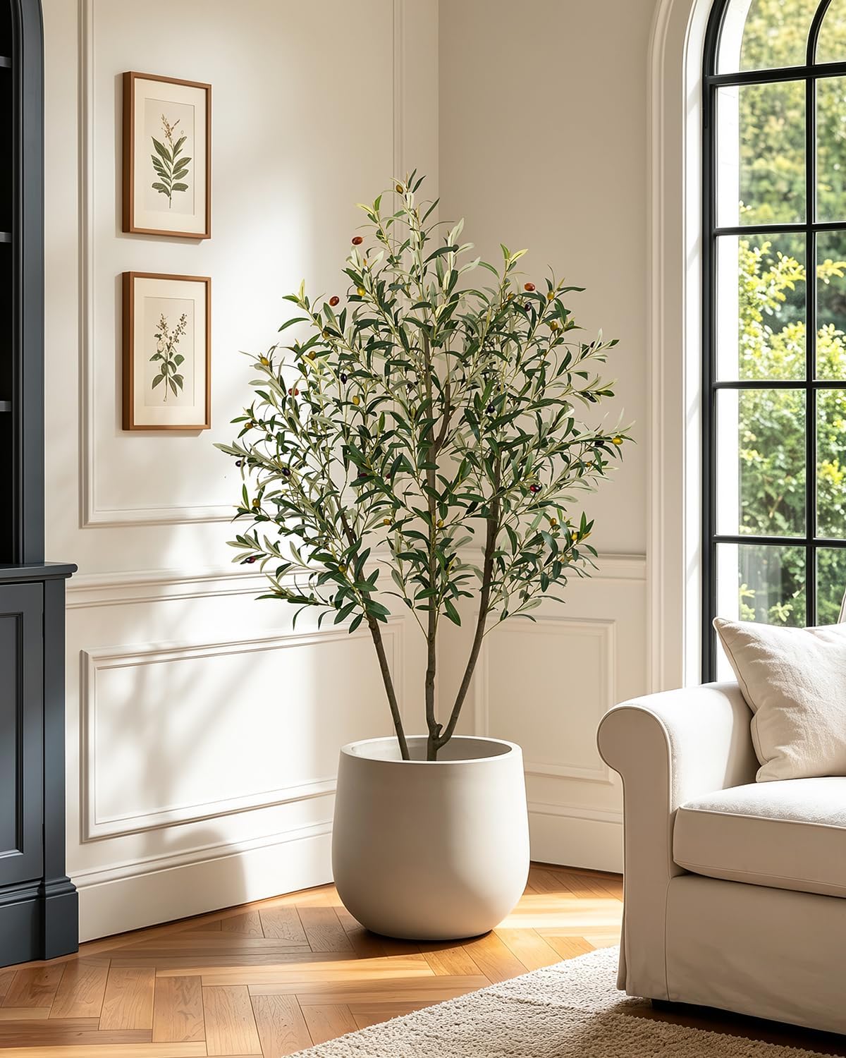 Artificial Olive Tree 6FT Faux Indoor with Planter&Cotton Basket