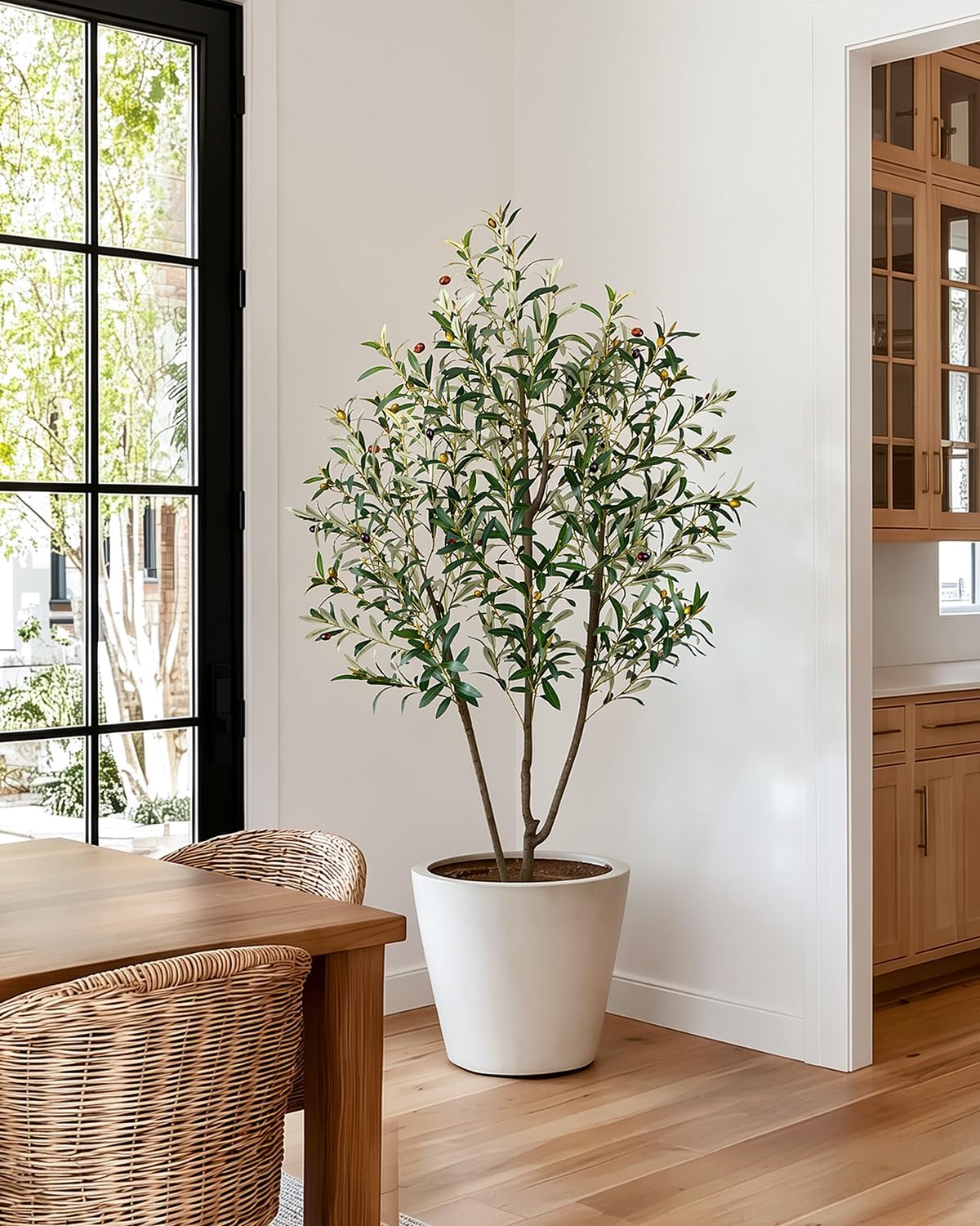 Artificial Olive Tree 6FT Faux Indoor with Planter&Cotton Basket