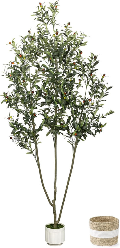 Artificial Olive Tree 6FT Faux Indoor with Planter&Cotton Basket
