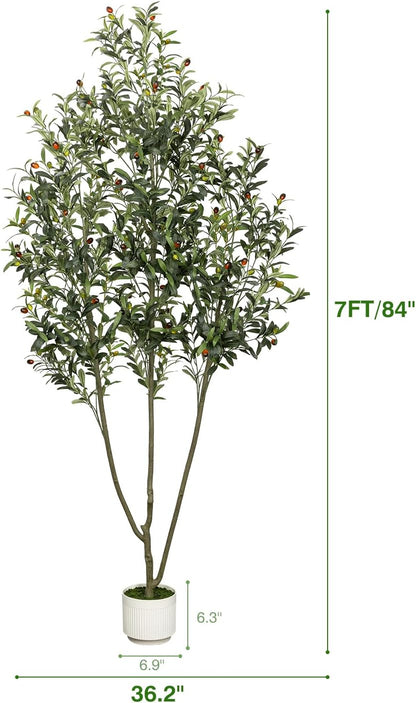 Artificial Olive Tree 6FT Faux Indoor with Planter&Cotton Basket