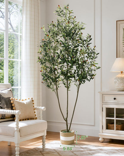 Artificial Olive Tree 6FT Faux Indoor with Planter&Cotton Basket