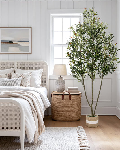Artificial Olive Tree 6FT Faux Indoor with Planter&Cotton Basket