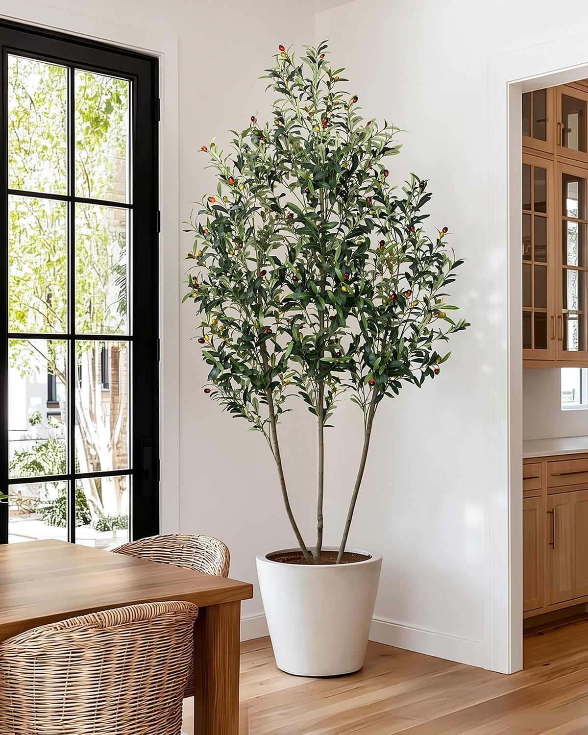 Artificial Olive Tree 6FT Faux Indoor with Planter&Cotton Basket