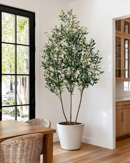 Artificial Olive Tree 6FT Faux Indoor with Planter&Cotton Basket