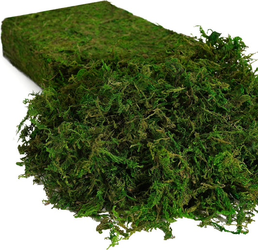 8OZ Fake Green Moss for Crafts, Terrariums, Fairy Gardens & Indoor Plants - Natural Looking Decorative Moss for Home Decor, Model Scenery & Plant Pot Filler (Realistic Green)
