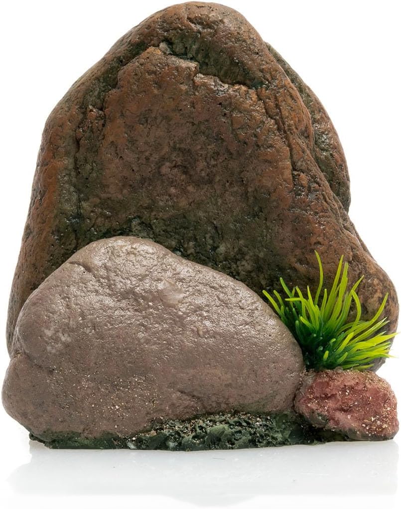 Small Aquarium Decor Rock, Resin Fish Tank Artificial Stone Ornament for Freshwater/Saltwater, Safe Landscape Hideout for Betta Fish, Goldfish and Aquatic Pets