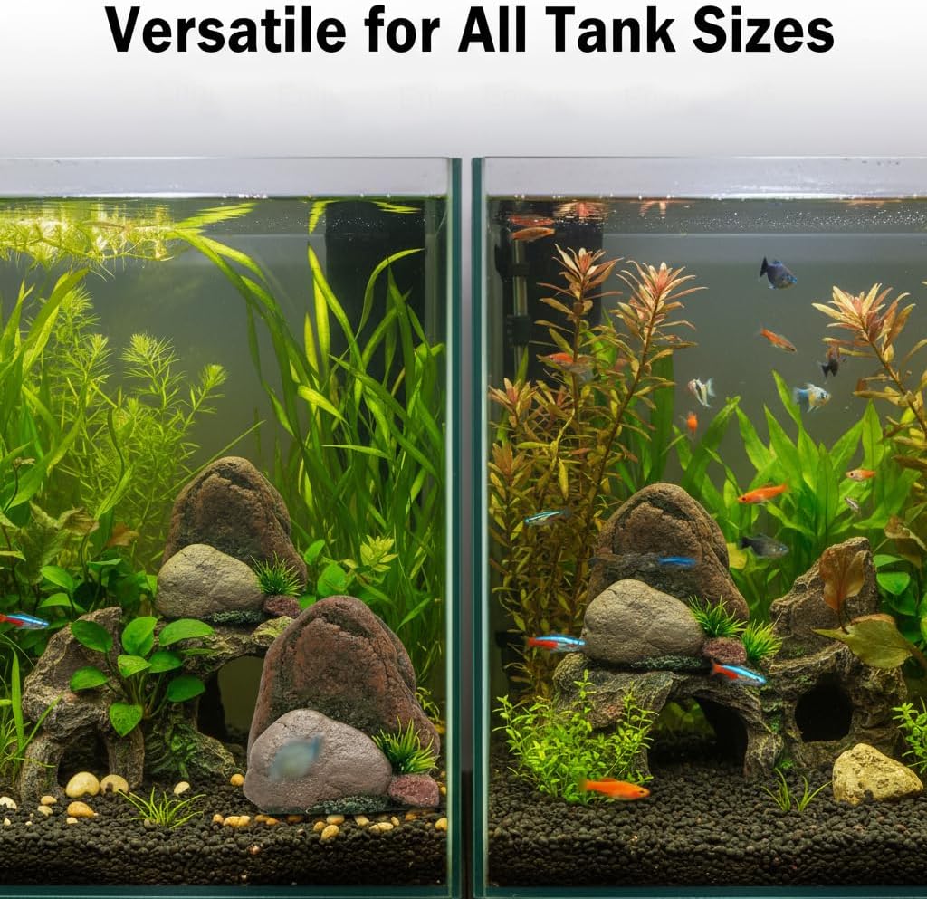Small Aquarium Decor Rock, Resin Fish Tank Artificial Stone Ornament for Freshwater/Saltwater, Safe Landscape Hideout for Betta Fish, Goldfish and Aquatic Pets