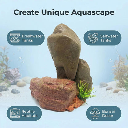 Small Aquarium Decor Rock, Resin Fish Tank Artificial Stone Ornament for Freshwater/Saltwater, Safe Landscape Hideout for Betta Fish, Goldfish and Aquatic Pets