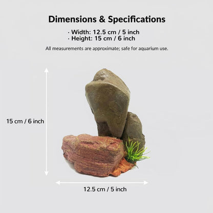 Small Aquarium Decor Rock, Resin Fish Tank Artificial Stone Ornament for Freshwater/Saltwater, Safe Landscape Hideout for Betta Fish, Goldfish and Aquatic Pets