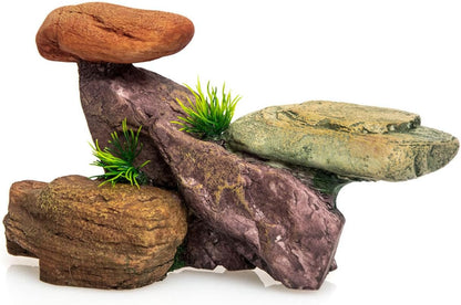 Small Aquarium Decor Rock, Resin Fish Tank Artificial Stone Ornament for Freshwater/Saltwater, Safe Landscape Hideout for Betta Fish, Goldfish and Aquatic Pets