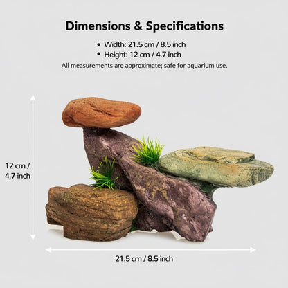 Small Aquarium Decor Rock, Resin Fish Tank Artificial Stone Ornament for Freshwater/Saltwater, Safe Landscape Hideout for Betta Fish, Goldfish and Aquatic Pets