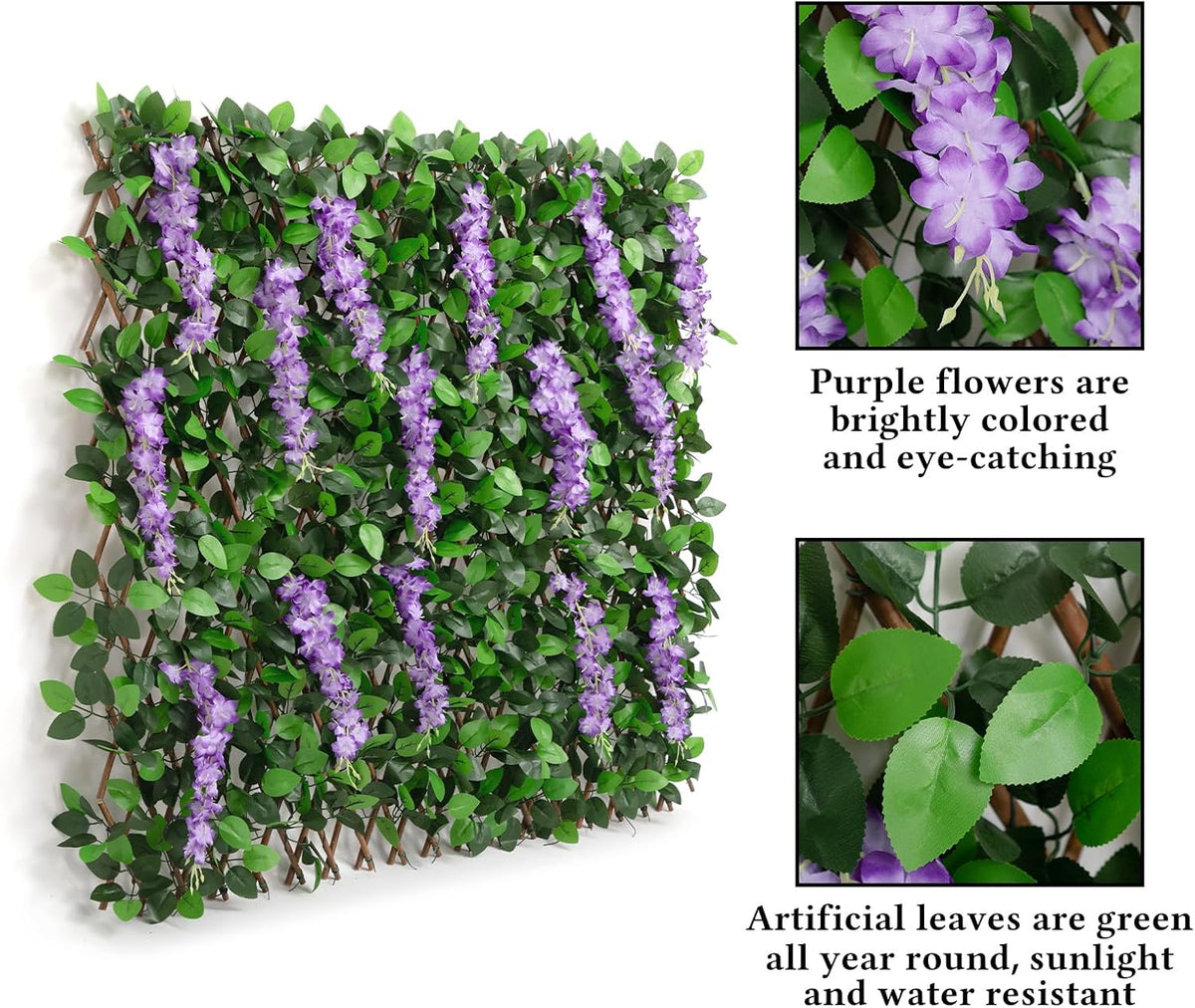Expandable Fence Privacy Screen for Balcony Patio Outdoor, 1PC Faux Ivy Fencing Panel for Backdrop Garden Backyard Home Decorations