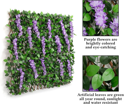 Expandable Fence Privacy Screen for Balcony Patio Outdoor, 1PC Faux Ivy Fencing Panel for Backdrop Garden Backyard Home Decorations