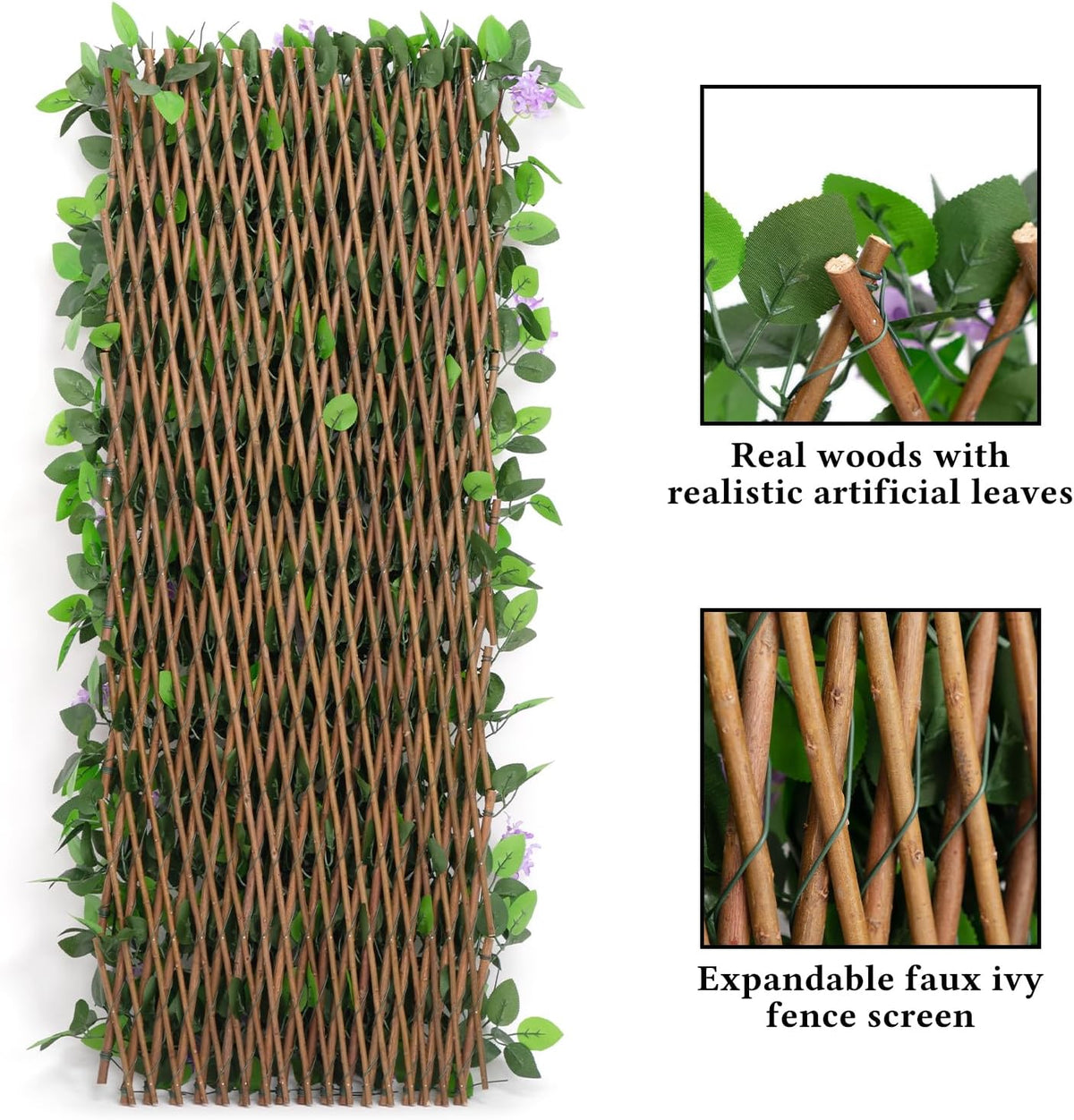 Expandable Fence Privacy Screen for Balcony Patio Outdoor, 1PC Faux Ivy Fencing Panel for Backdrop Garden Backyard Home Decorations