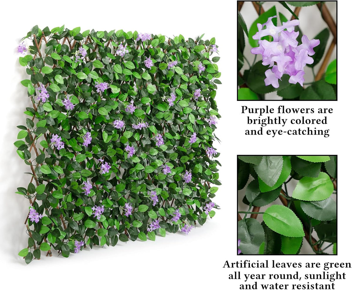 Expandable Fence Privacy Screen for Balcony Patio Outdoor, 1PC Faux Ivy Fencing Panel for Backdrop Garden Backyard Home Decorations