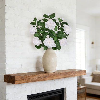 26" Artificial Gardenia Flowers Branches with Buds, Pale Champagne White