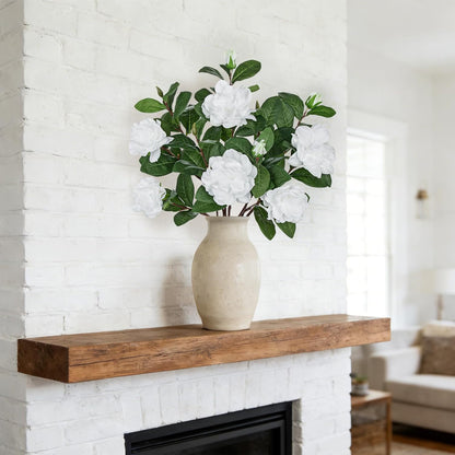 26" Artificial Gardenia Flowers Branches with Buds, Pale Champagne White