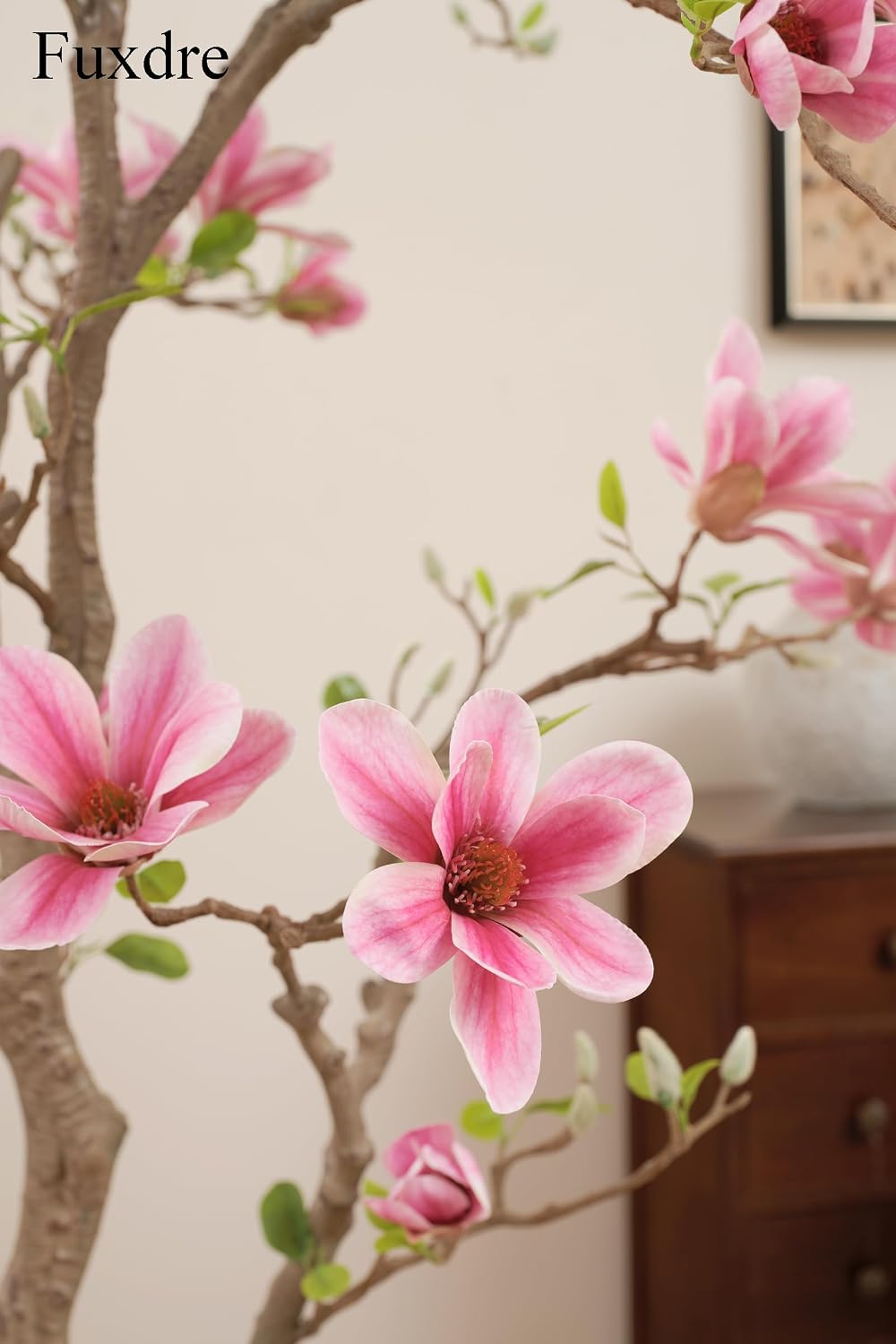Artificial Magnolia Tree, 6.8FT Tall Fake Indoor Tree, Realistic Real Touch Leaves and Flowers, Perfect for Home Decor, Living Room, Wedding, and Hotel Decor (Pink)