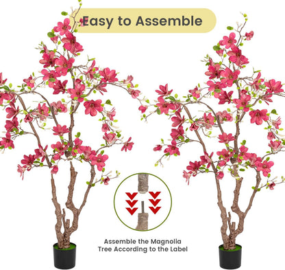 Artificial Magnolia Tree, 6.8FT Tall Fake Indoor Tree, Realistic Real Touch Leaves and Flowers, Perfect for Home Decor, Living Room, Wedding, and Hotel Decor (Pink)