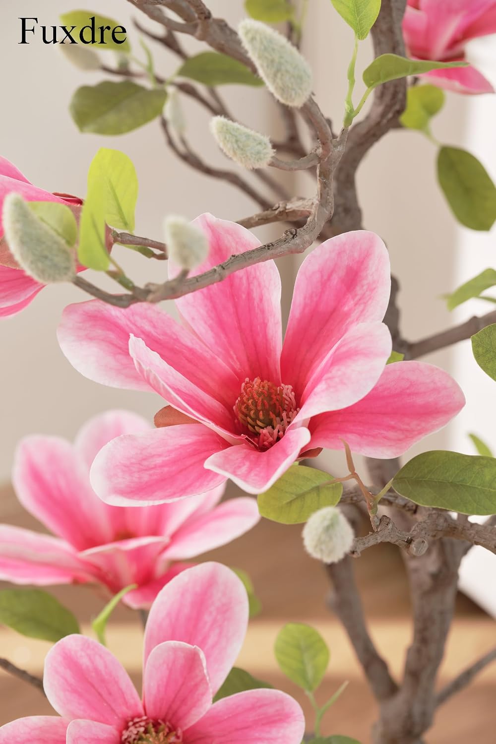 Artificial Magnolia Tree, 6.8FT Tall Fake Indoor Tree, Realistic Real Touch Leaves and Flowers, Perfect for Home Decor, Living Room, Wedding, and Hotel Decor (Pink)