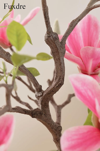 Artificial Magnolia Tree, 6.8FT Tall Fake Indoor Tree, Realistic Real Touch Leaves and Flowers, Perfect for Home Decor, Living Room, Wedding, and Hotel Decor (Pink)