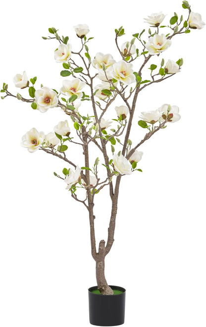 Artificial Magnolia Tree, 6.8FT Tall Fake Indoor Tree, Realistic Real Touch Leaves and Flowers, Perfect for Home Decor, Living Room, Wedding, and Hotel Decor (Pink)