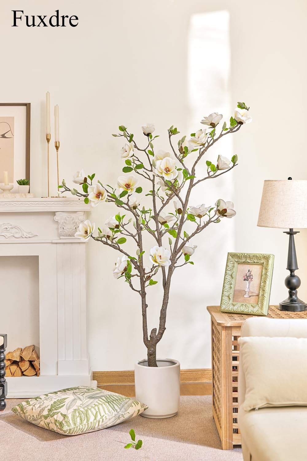 Artificial Magnolia Tree, 6.8FT Tall Fake Indoor Tree, Realistic Real Touch Leaves and Flowers, Perfect for Home Decor, Living Room, Wedding, and Hotel Decor (Pink)
