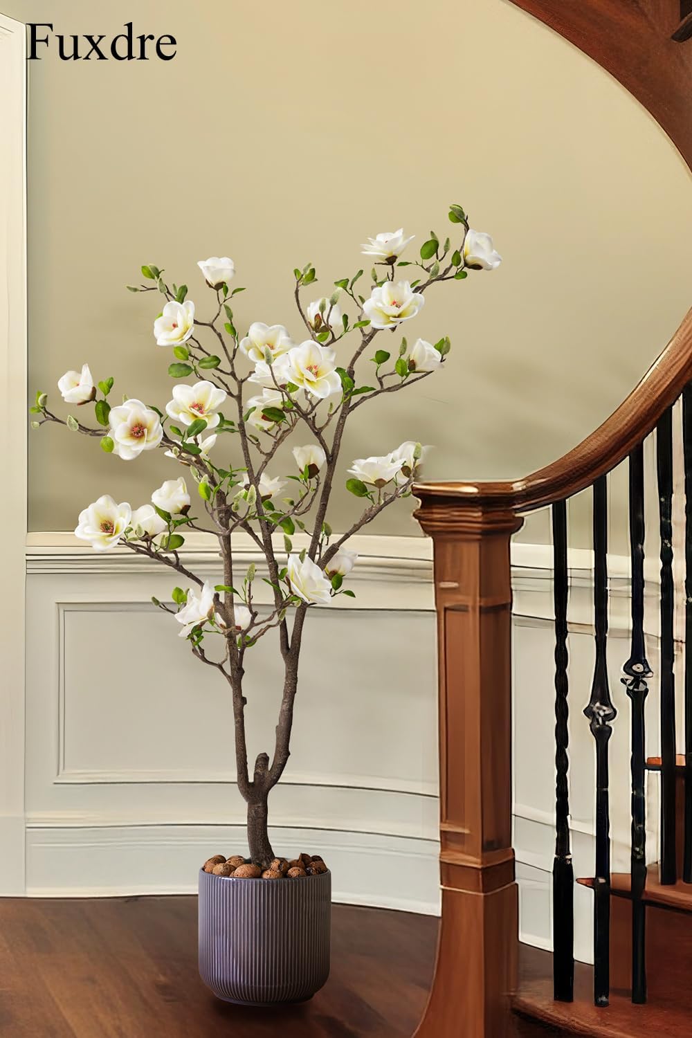 Artificial Magnolia Tree, 6.8FT Tall Fake Indoor Tree, Realistic Real Touch Leaves and Flowers, Perfect for Home Decor, Living Room, Wedding, and Hotel Decor (Pink)