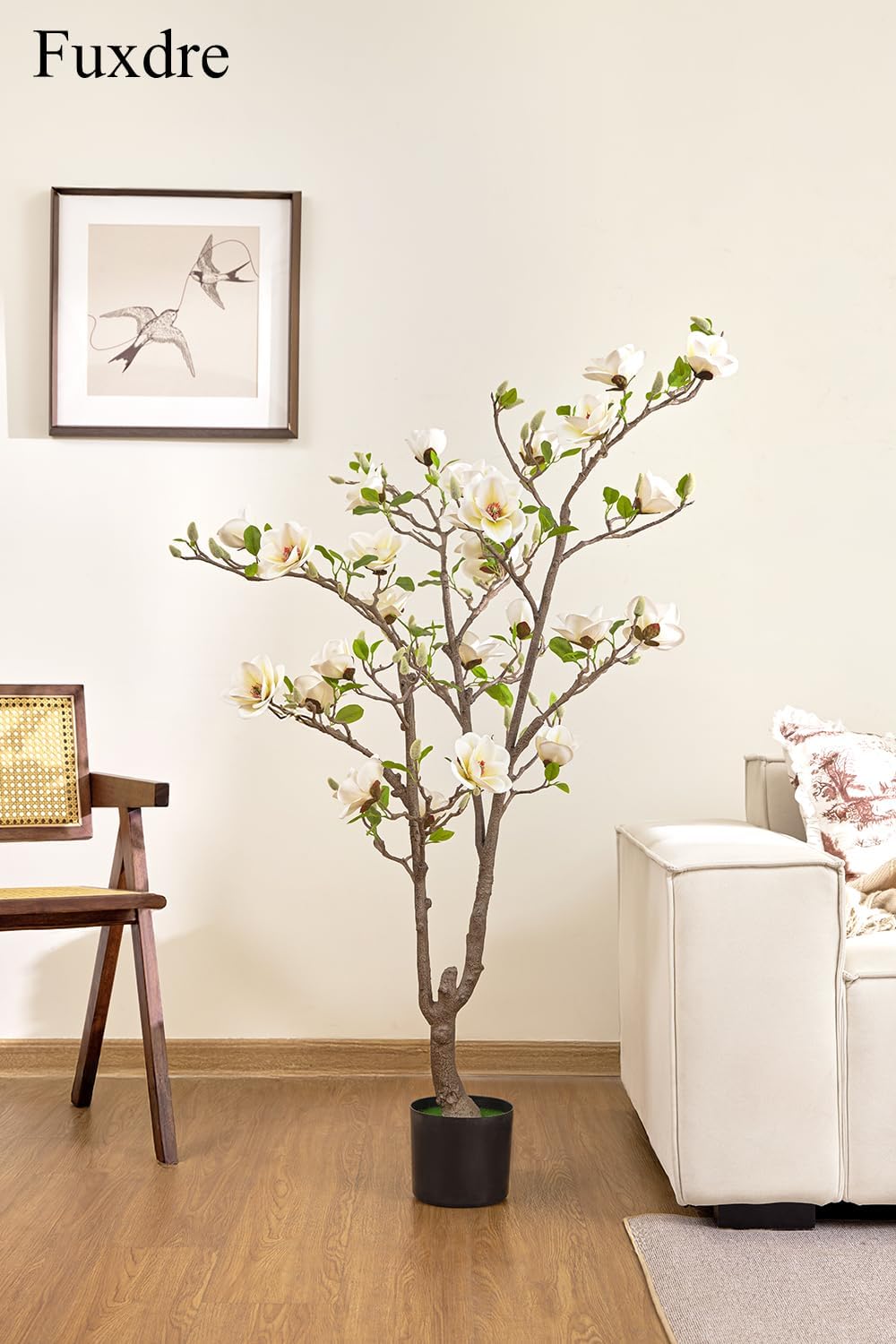 Artificial Magnolia Tree, 6.8FT Tall Fake Indoor Tree, Realistic Real Touch Leaves and Flowers, Perfect for Home Decor, Living Room, Wedding, and Hotel Decor (Pink)