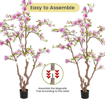 Artificial Magnolia Tree, 6.8FT Tall Fake Indoor Tree, Realistic Real Touch Leaves and Flowers, Perfect for Home Decor, Living Room, Wedding, and Hotel Decor (Pink)