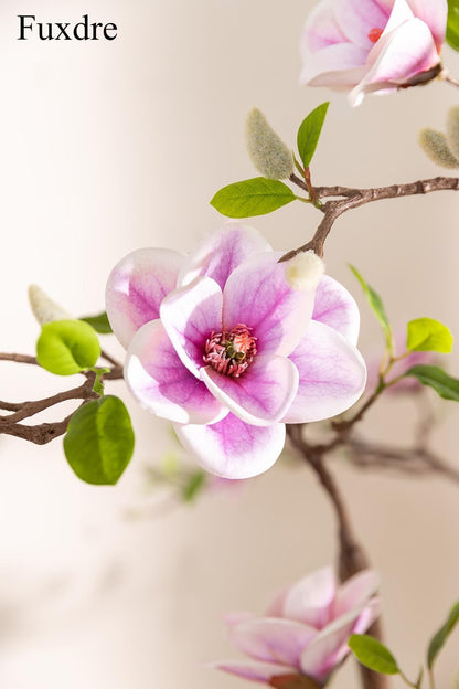 Artificial Magnolia Tree, 6.8FT Tall Fake Indoor Tree, Realistic Real Touch Leaves and Flowers, Perfect for Home Decor, Living Room, Wedding, and Hotel Decor (Pink)