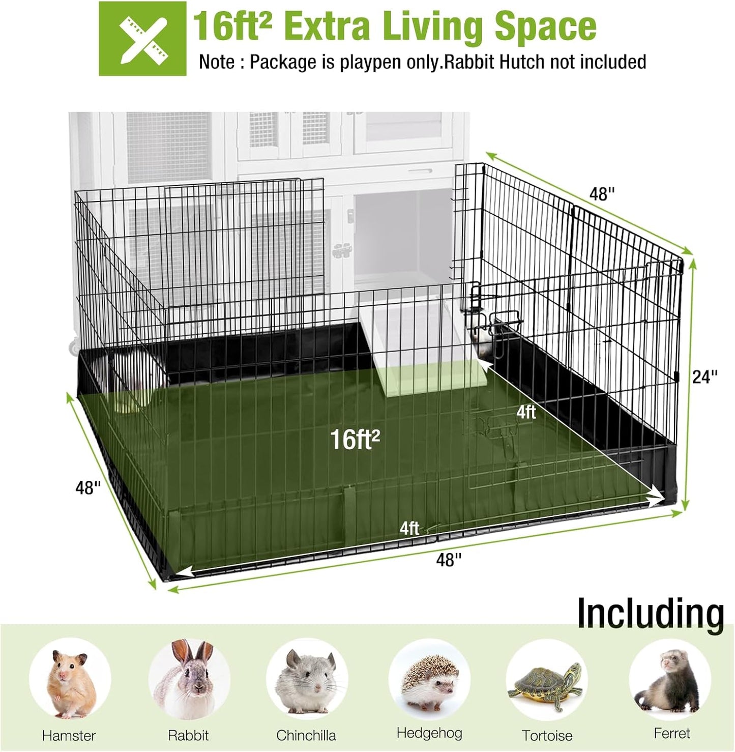 Rabbit Pet Playpen Bunny Run Extension Indoor Small Animal Pen (Playpen Only)