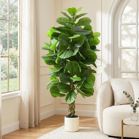 Faux Fiddle Leaf Fig Tree 5FT, Large Artificial Plants Indoor