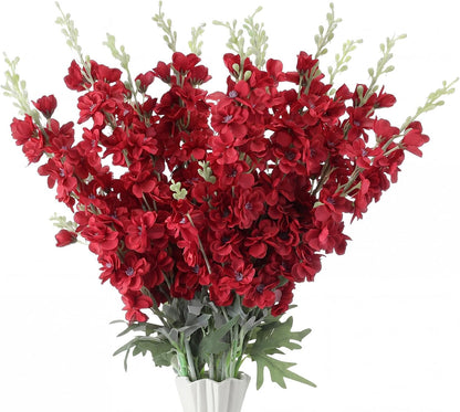 Thiccywoov 24 Pcs Delphinium Artificial Flower 35.4'' Long Larkspur Stem Silk Fake Faux Flowers Bulk for Tall Vase Floral Arrangements Home Centerpiece Table Wedding Decor (White)