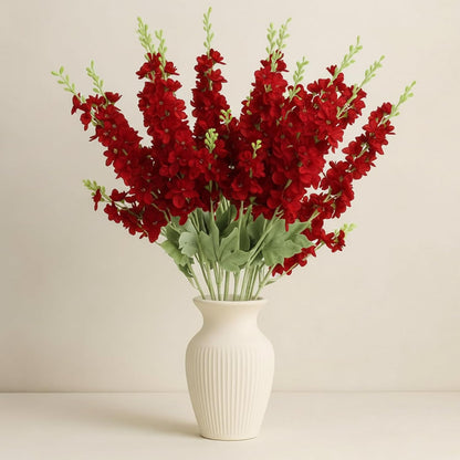 Thiccywoov 24 Pcs Delphinium Artificial Flower 35.4'' Long Larkspur Stem Silk Fake Faux Flowers Bulk for Tall Vase Floral Arrangements Home Centerpiece Table Wedding Decor (White)