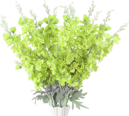 Thiccywoov 24 Pcs Delphinium Artificial Flower 35.4'' Long Larkspur Stem Silk Fake Faux Flowers Bulk for Tall Vase Floral Arrangements Home Centerpiece Table Wedding Decor (White)