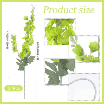 Thiccywoov 24 Pcs Delphinium Artificial Flower 35.4'' Long Larkspur Stem Silk Fake Faux Flowers Bulk for Tall Vase Floral Arrangements Home Centerpiece Table Wedding Decor (White)