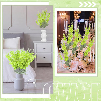 Thiccywoov 24 Pcs Delphinium Artificial Flower 35.4'' Long Larkspur Stem Silk Fake Faux Flowers Bulk for Tall Vase Floral Arrangements Home Centerpiece Table Wedding Decor (White)