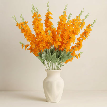 Thiccywoov 24 Pcs Delphinium Artificial Flower 35.4'' Long Larkspur Stem Silk Fake Faux Flowers Bulk for Tall Vase Floral Arrangements Home Centerpiece Table Wedding Decor (White)